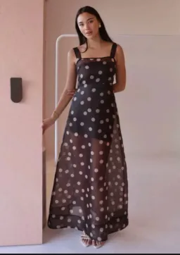 BY NICOLA GOLDIE MAXI DRESS CHOCOLATE POLKA for rent on The Volte - image 1