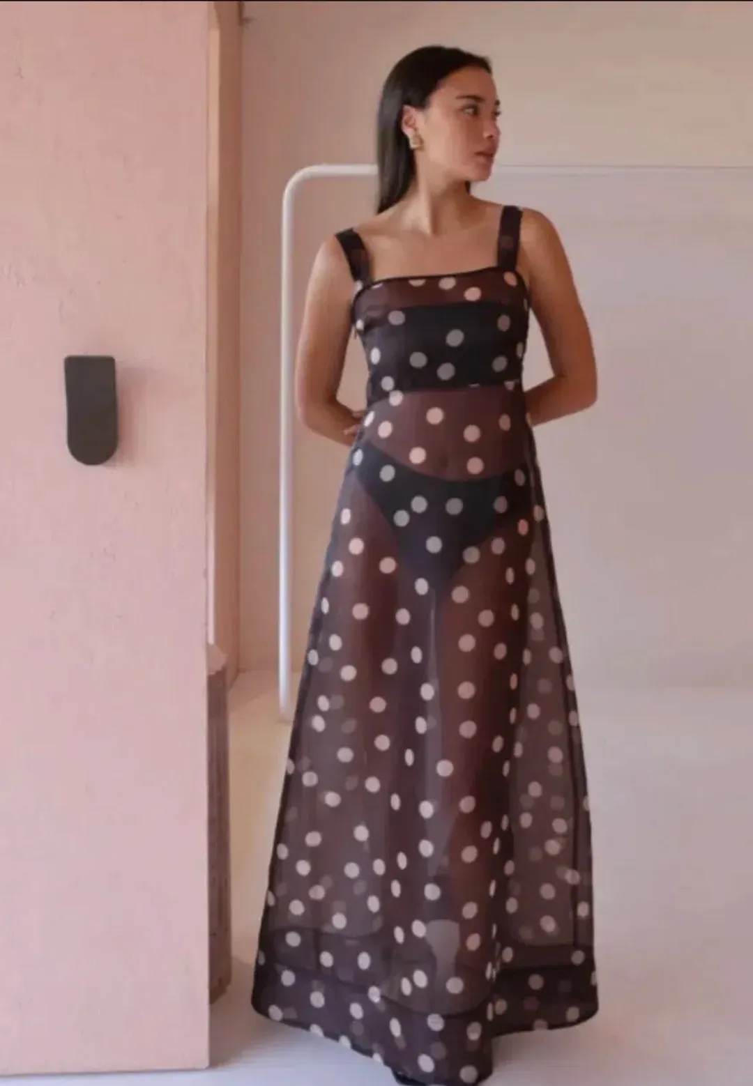 BY NICOLA GOLDIE MAXI DRESS CHOCOLATE POLKA for rent on The Volte - main image