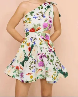 Birdie one shoulder mini dress for rent on The Volte - image 1