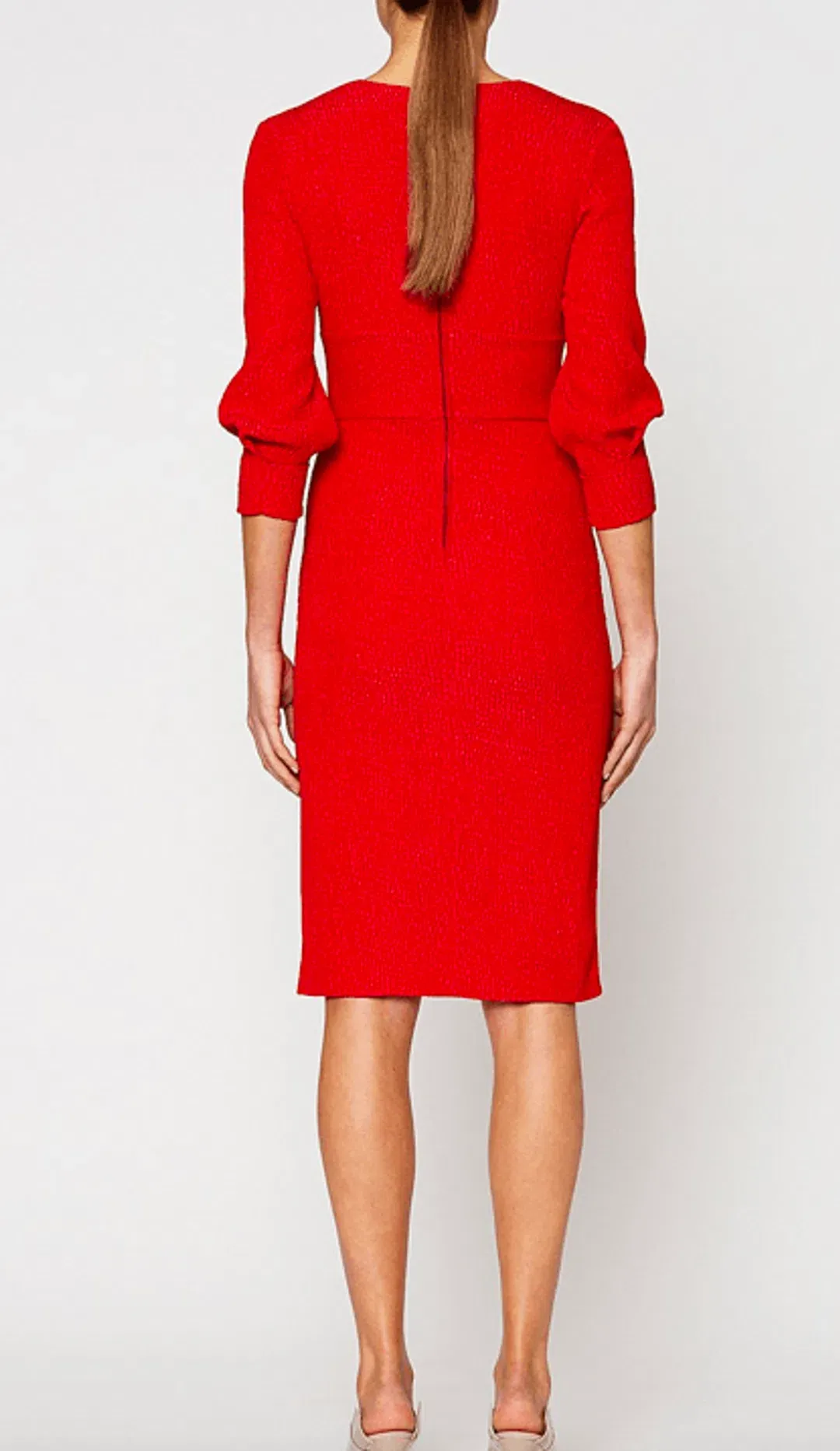 Scanlan Theodore Crepe Long Sleeve Dress In Red | Size AU 10 for rent on The Volte - main image