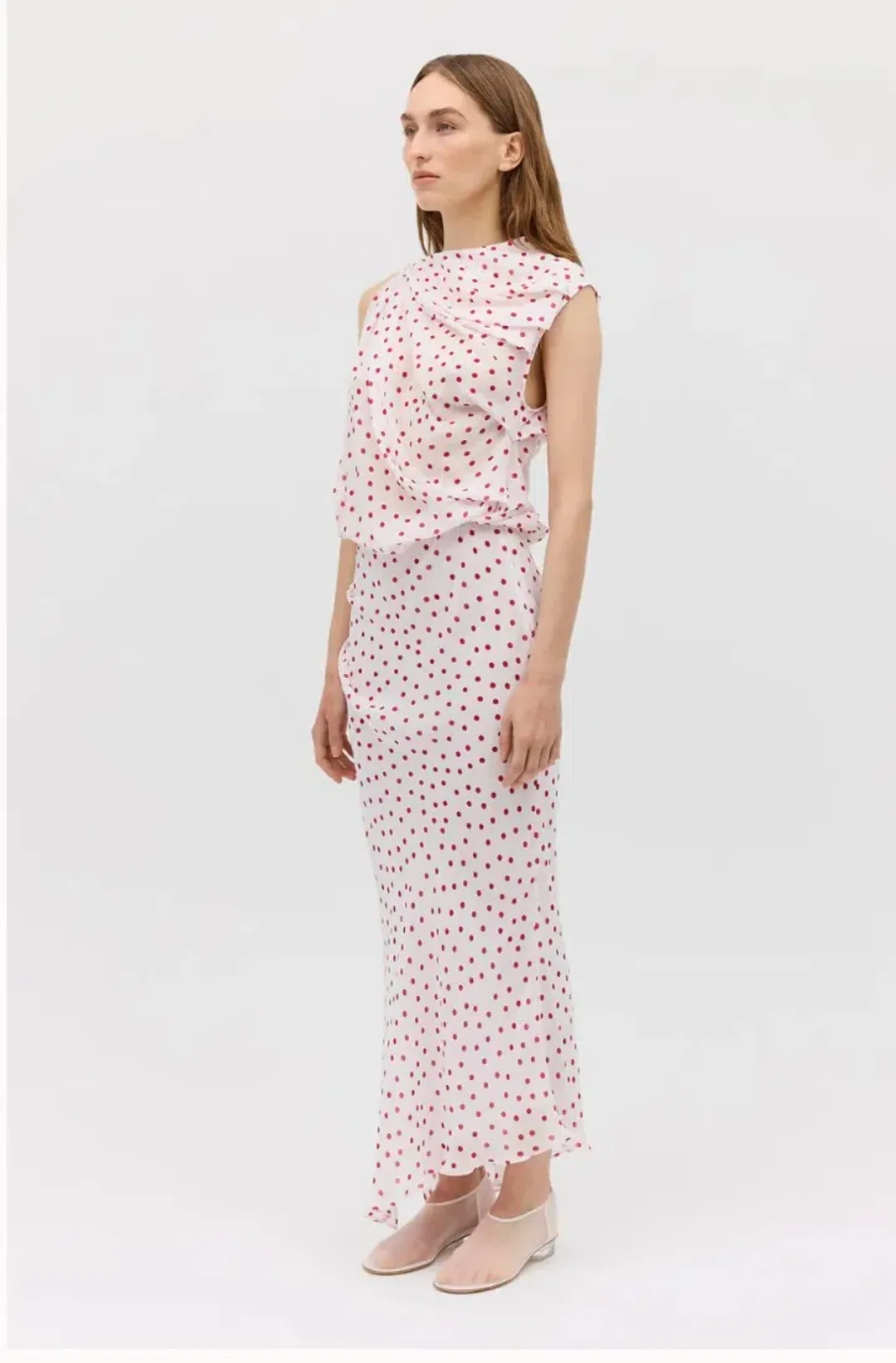 Bianca Spender Polka Dot Chiffon Tumble Dress for rent on The Volte - main image