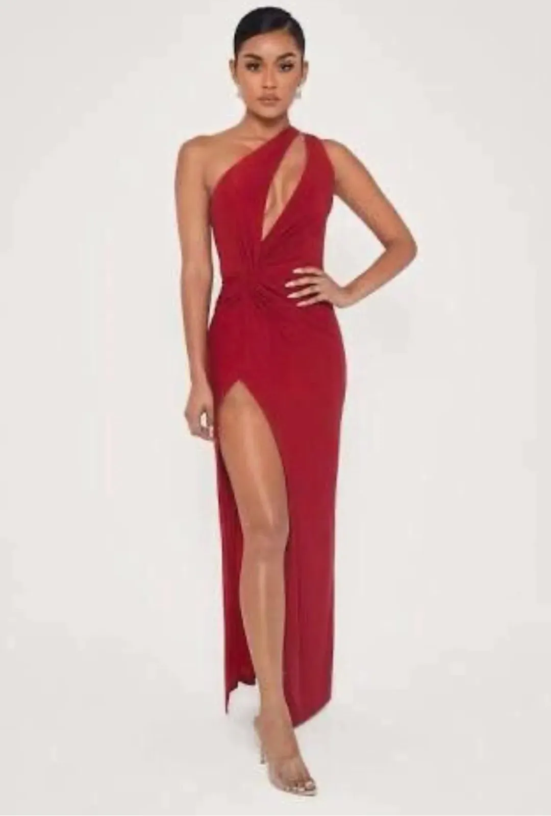 Meshki Hattie Red Metallic Glitter Stretchy Gown Dress | Size XL AU 14 for rent on The Volte - main image
