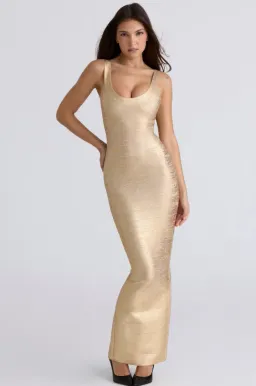 HOUSE OF CB The OG Gold Bandage Maxi Dress Size S for rent on The Volte - image 1