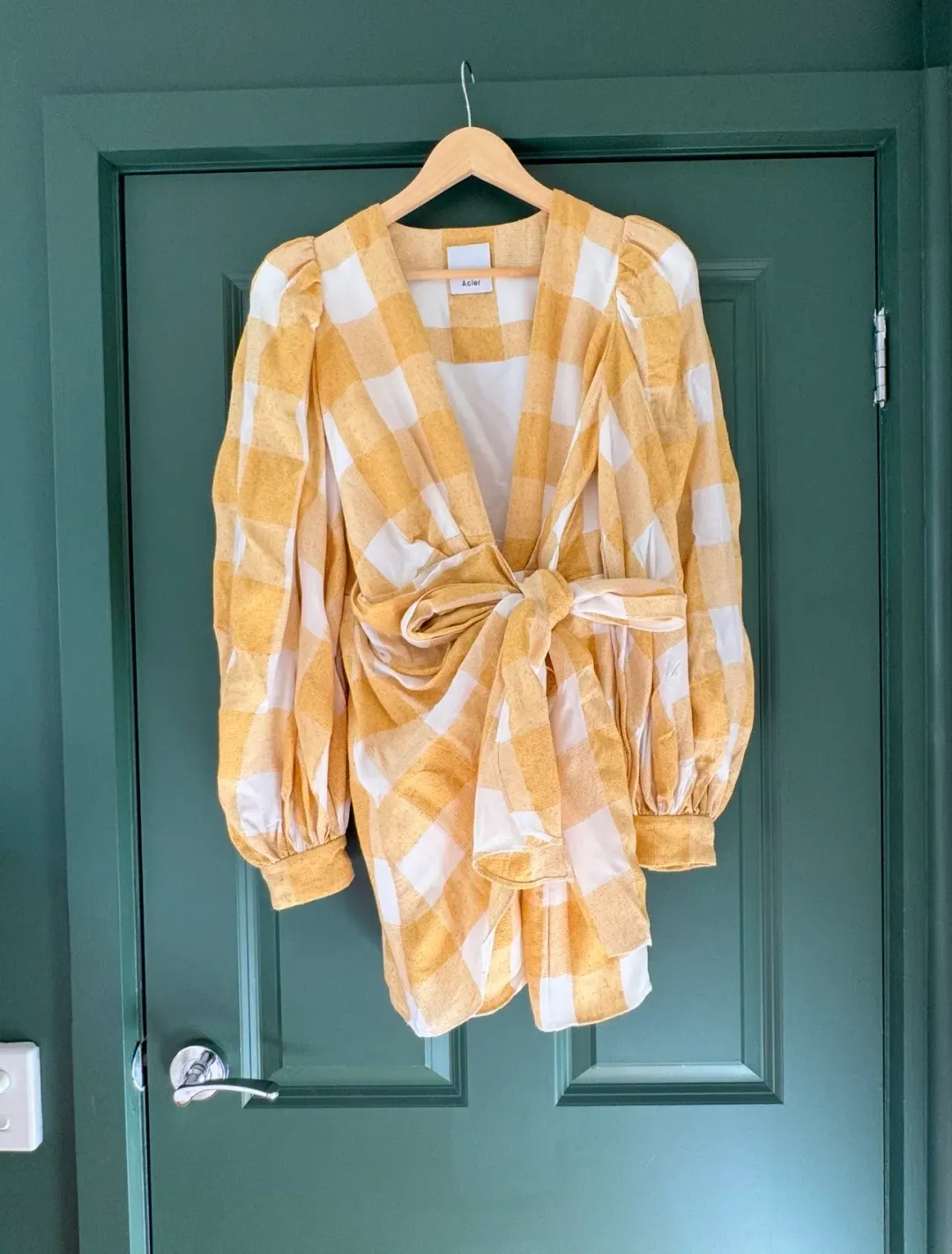 Acler Surherland Checkered Wrap Dress. Size 12 for rent on The Volte - main image