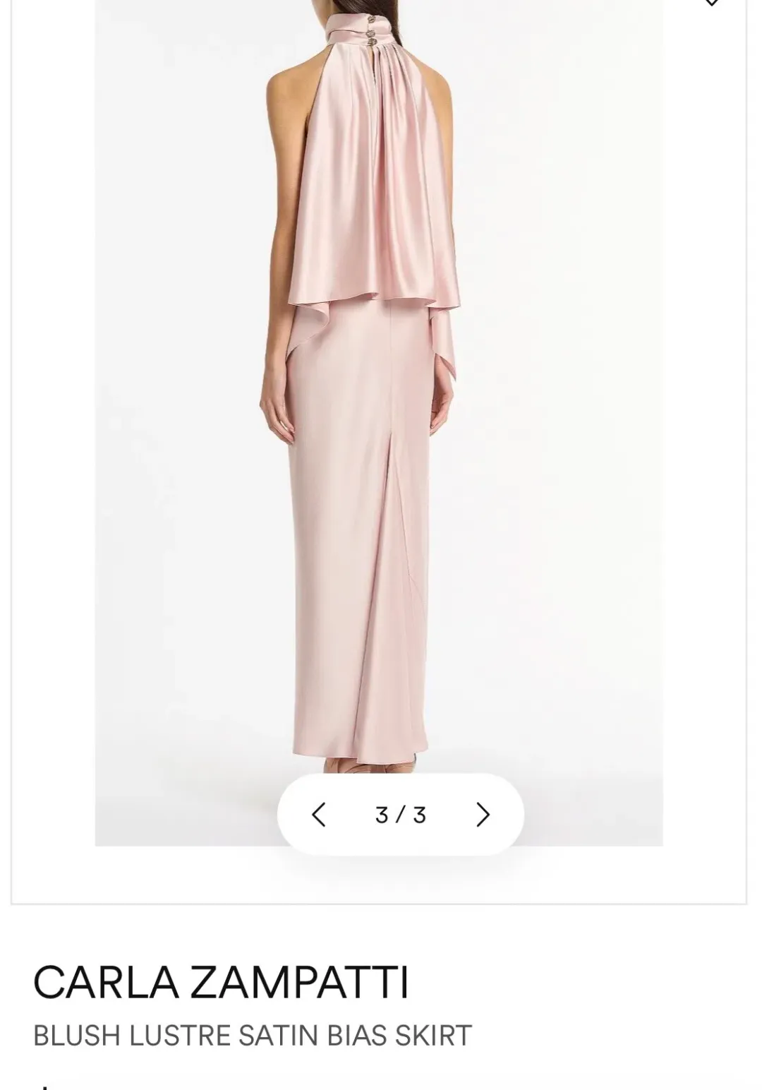Carla Zampatti Blush Lustre Satin Halter Top and Bias Skirt in Size 12 for rent on The Volte - main image