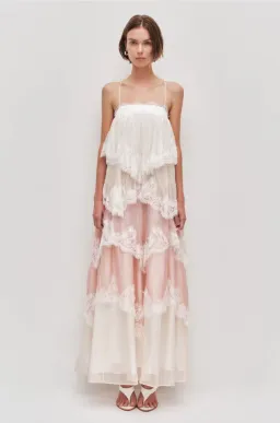 Aje Ophelia Lace Gown Pink White Multi Size 8 for rent on The Volte - image 2