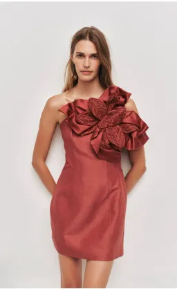Aje Isla mini dress Rust Size 10 for rent on The Volte - image 3