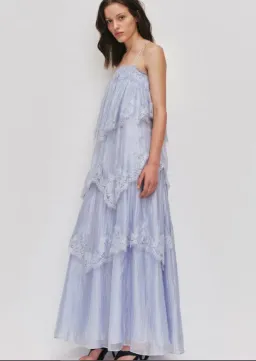 Aje Ophelia Lace Gown in French Blue Size 6 for rent on The Volte - image 3
