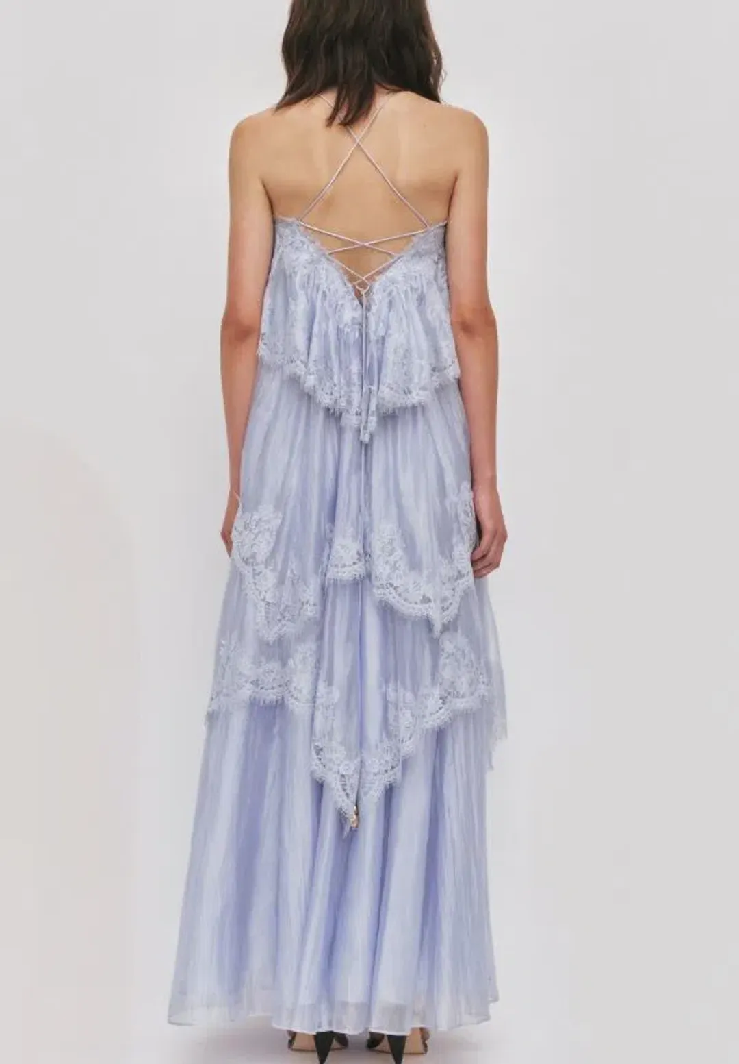 Aje Ophelia Lace Gown in French Blue Size 8 for rent on The Volte - main image