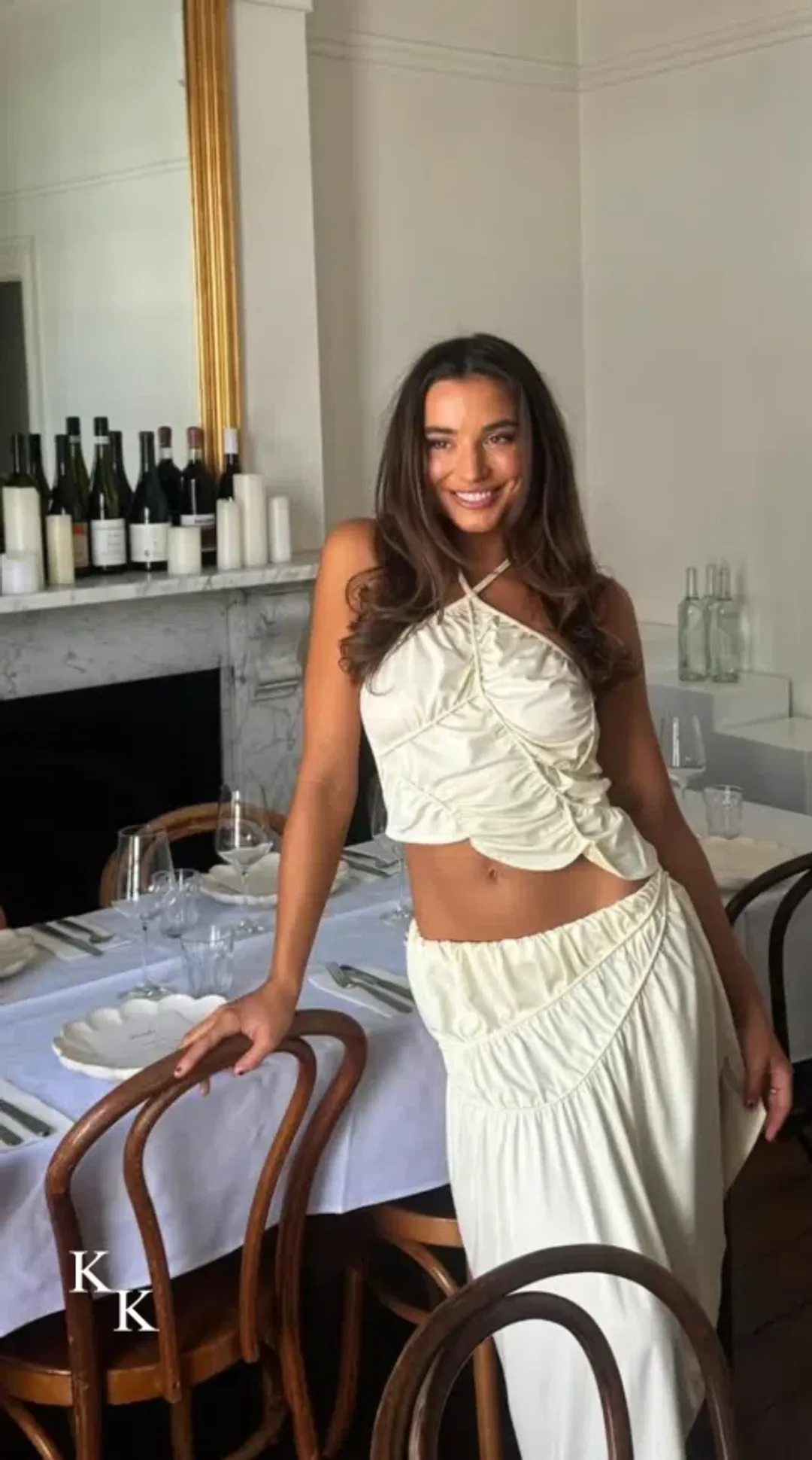 Koster Kulture Fleur Top and Skirt Set in Cream Small for rent on The Volte - main image