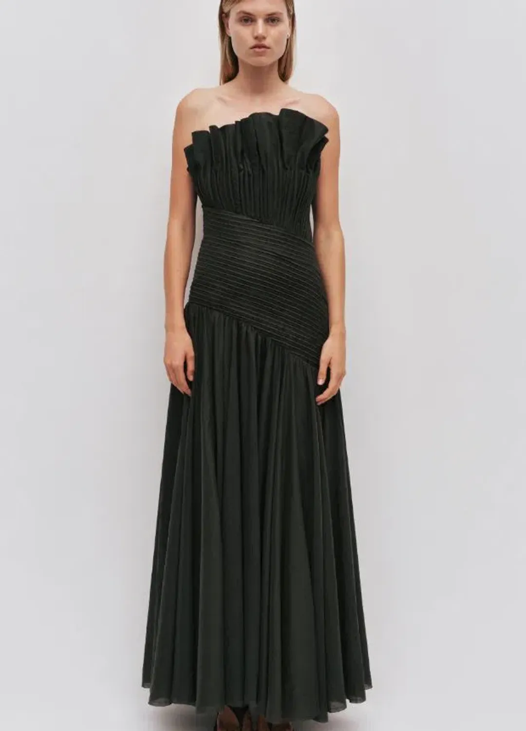 Aje Aquiline Dress in Hunter Green Size 6 for rent on The Volte - main image