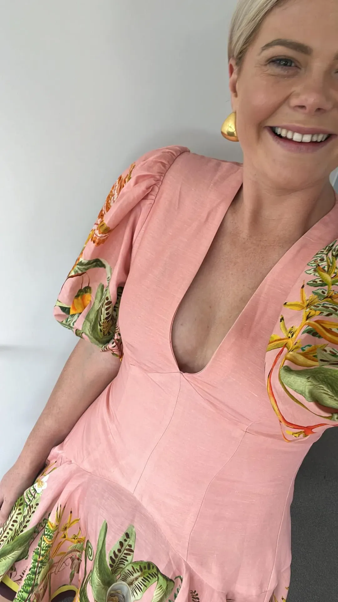 ALEMAIS PAPAYA V NECK MINI DRESS SIZE 14 for rent on The Volte - main image