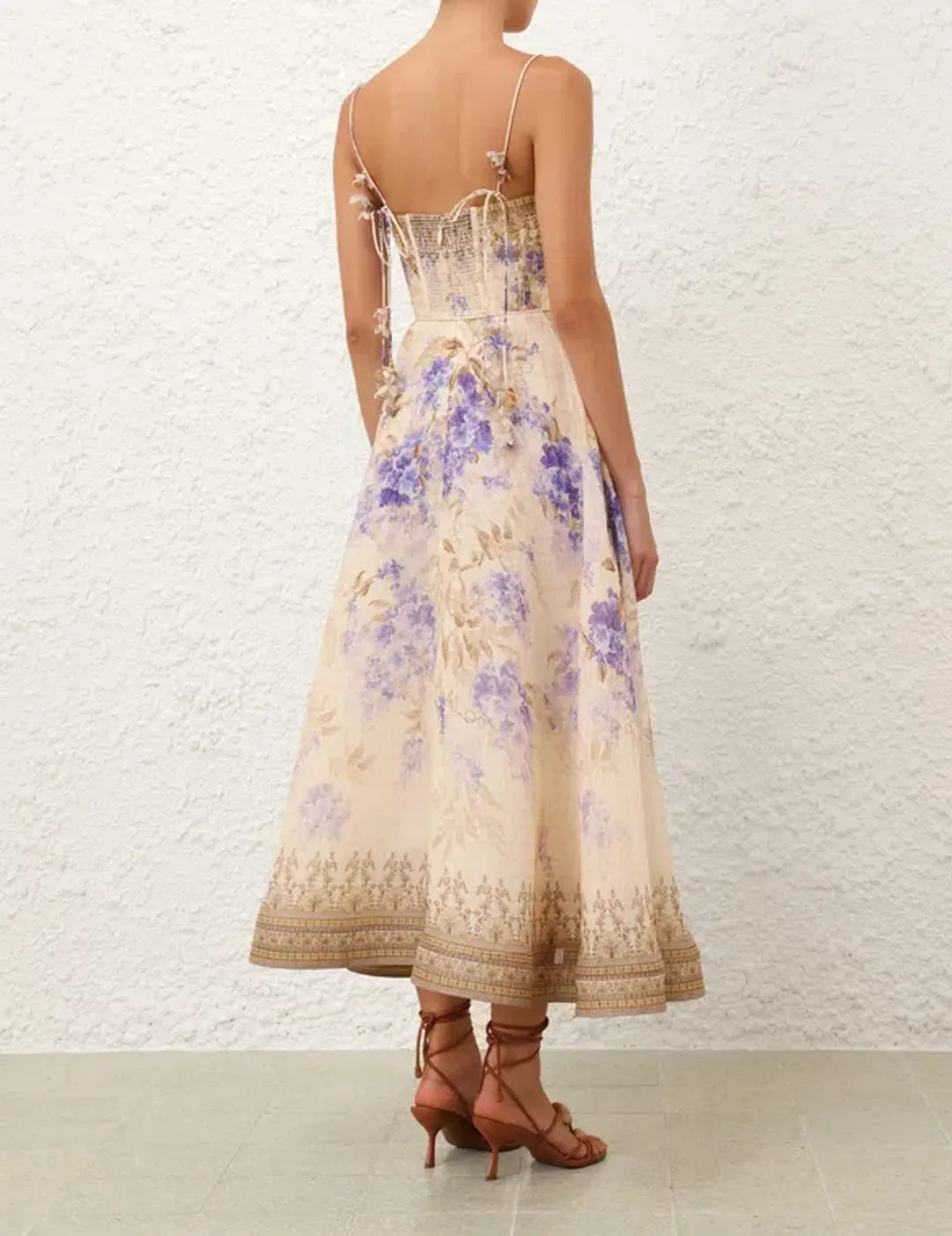 ZIMMERMANN DAWNING PICNIC MIDI DRESS SIZE 3/14 for rent on The Volte - main image
