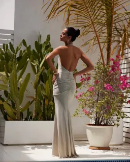 Abyss by Abby Paros Maxi Dress in Silver Size 8 for rent on The Volte - image 2