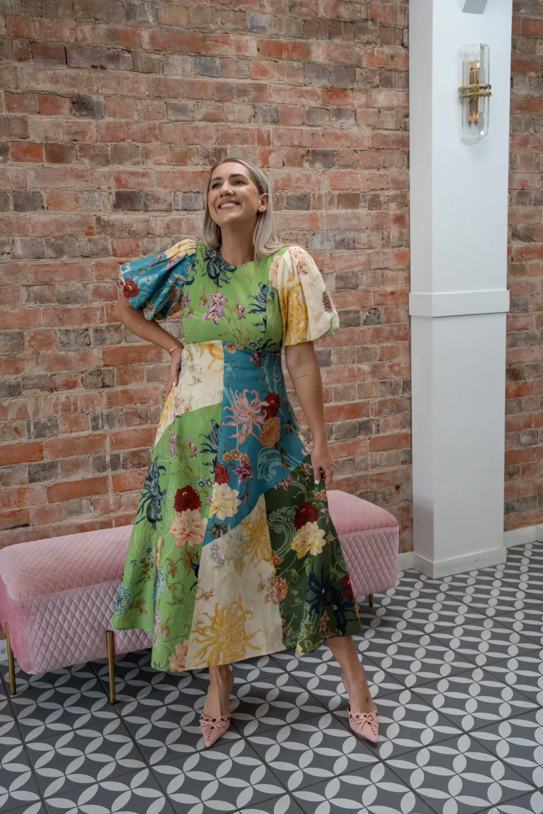 ALEMAIS AVERY SPLICED MIDI DRESS SIZE 12 for rent on The Volte - main image