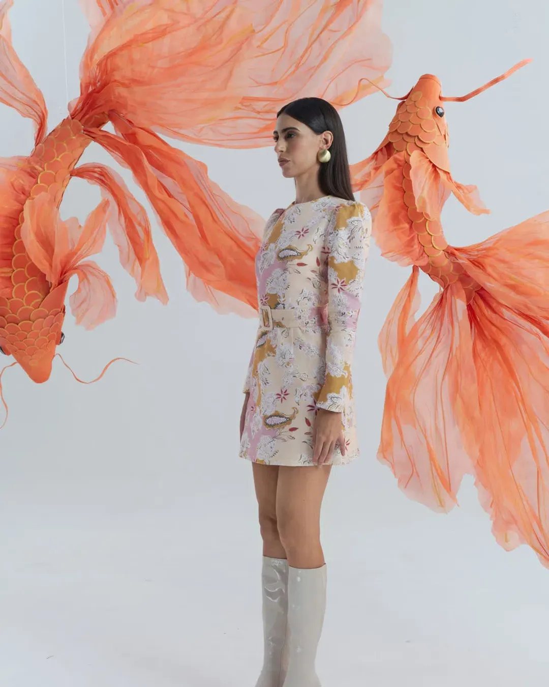 JUSTIN TONG HAZEL MINI DRESS [ENCHANTED WATERS] SIZE 12 for rent on The Volte - main image