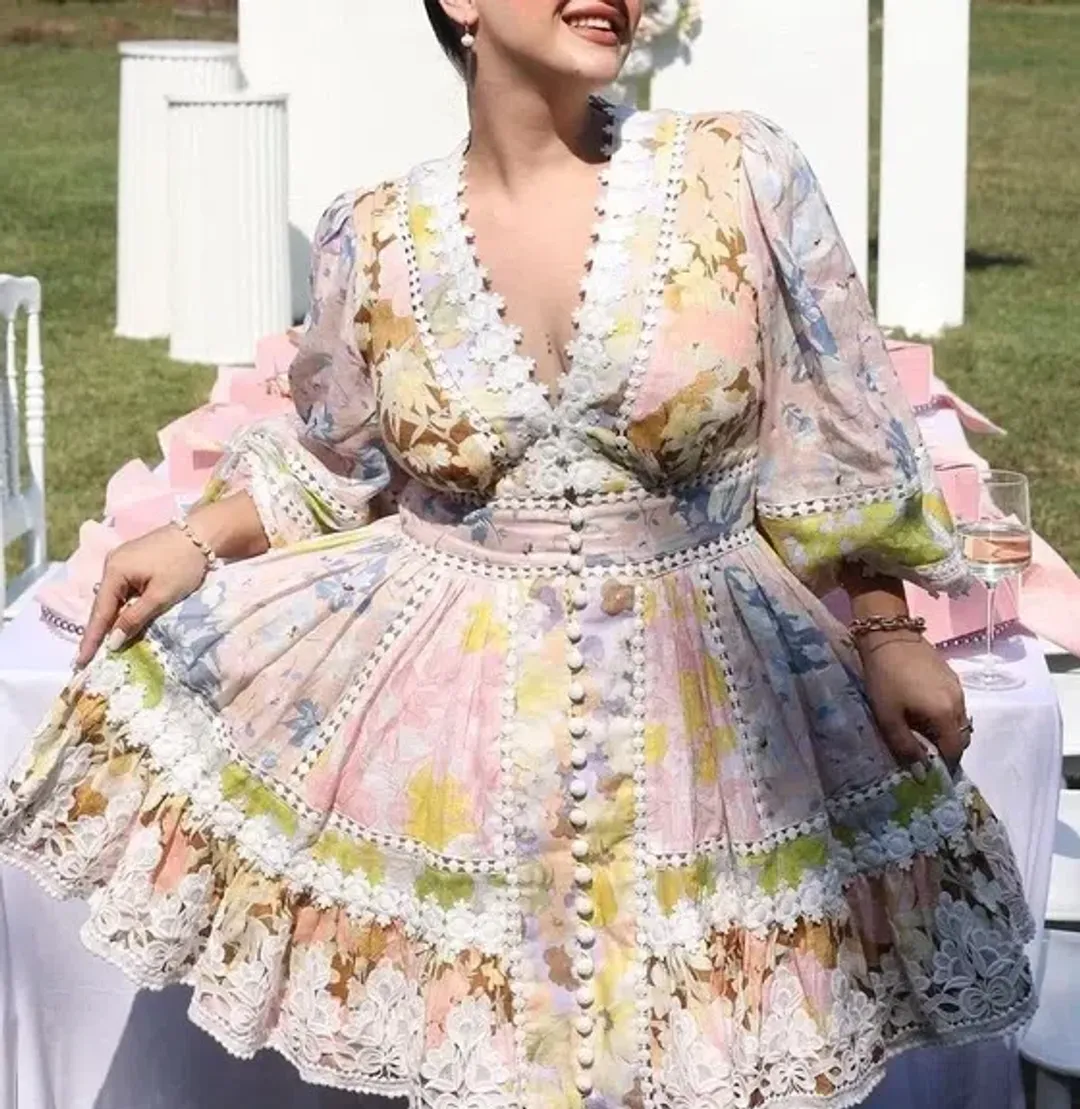 ZIMMERMANN POP TRIMMED MINI DRESS SIZE 2 for rent on The Volte - main image