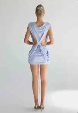 Vivienne Collection Lilou Mini Dress in Light Blue Size XS for rent on The Volte - image 3