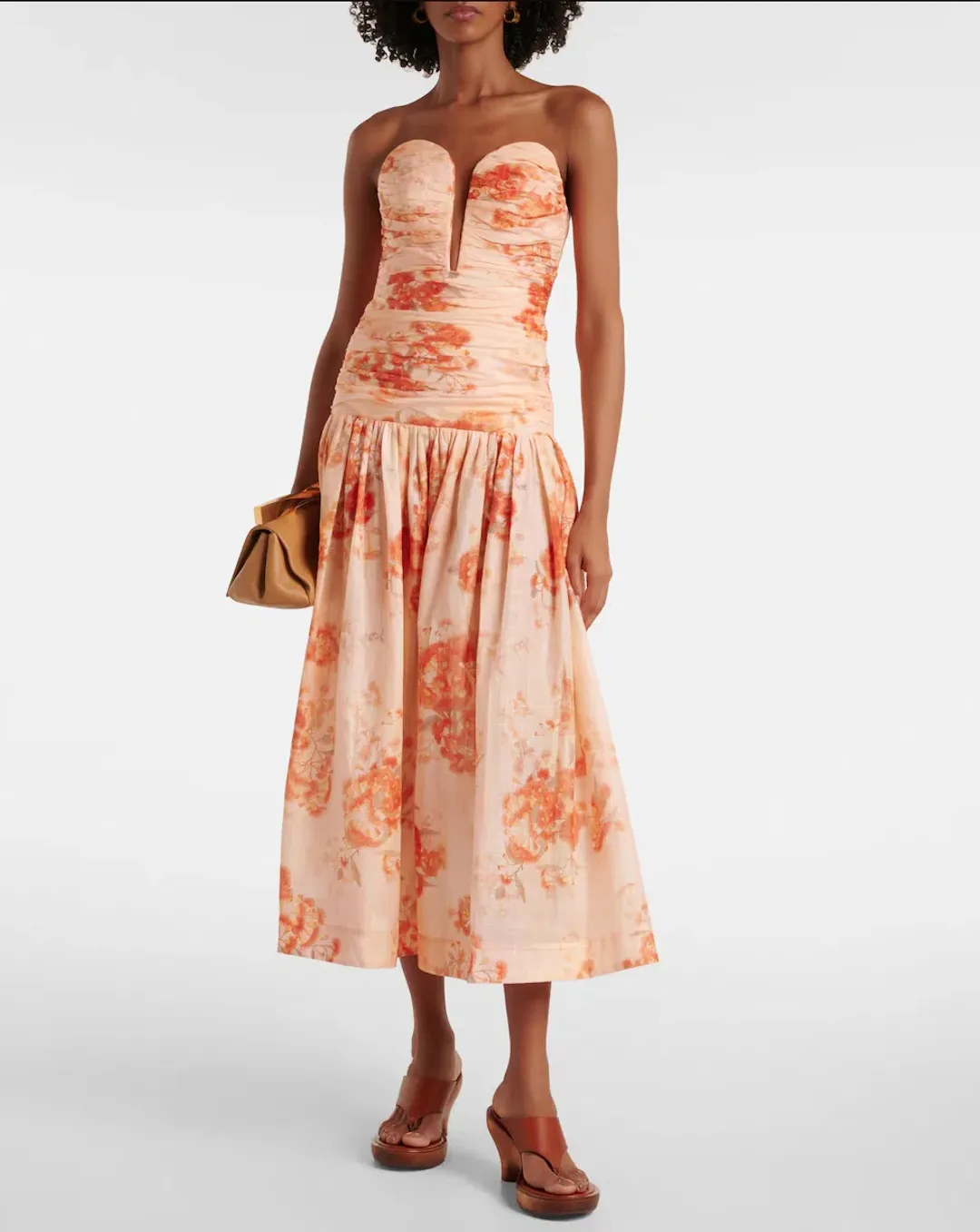 ZIMMERMANN CASCADIAN STRAPLESS MIDI DRESS SIZE 1/10 for rent on The Volte - main image