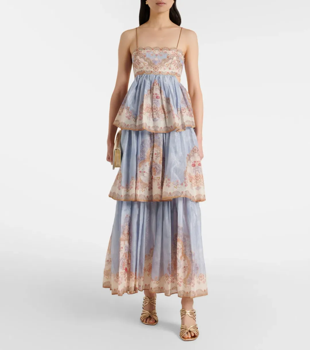 Zimmermann Daylight Tiered Maxi Dress (NEW) in Wallpaper Floral Denim Size 1 AU 10 for rent on The Volte - main image