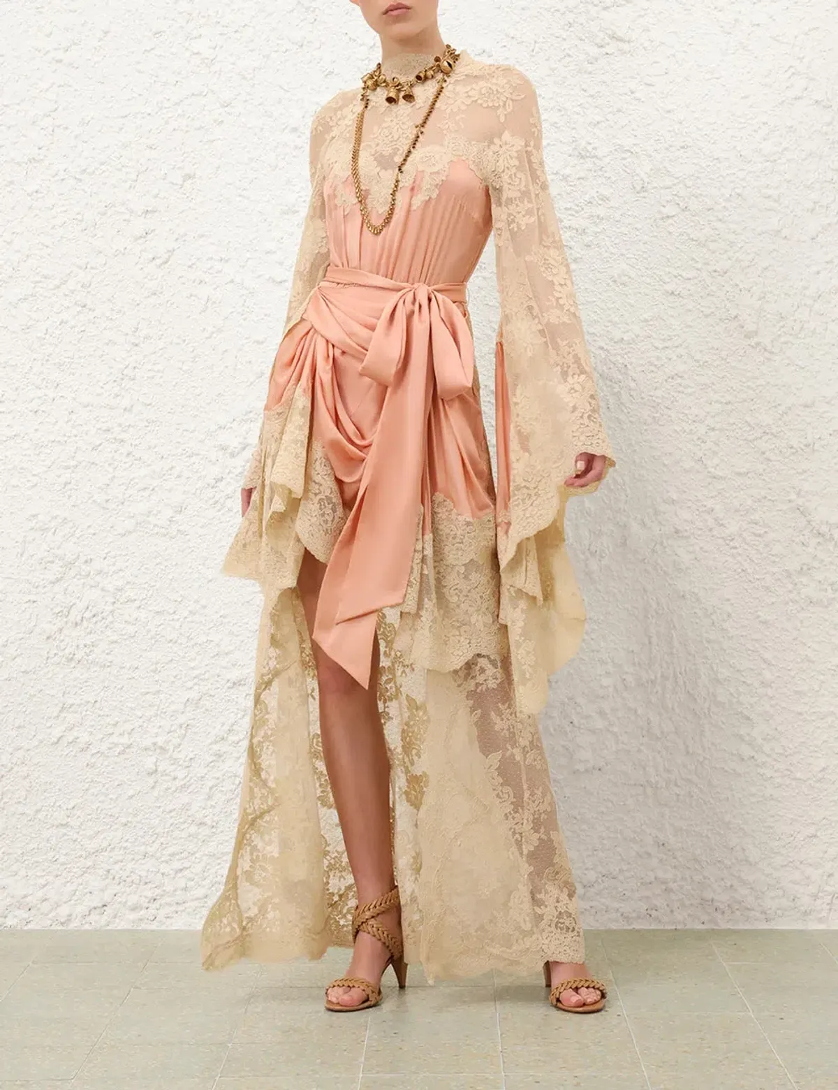 Zimmermann Hypnotic Satin Drape Dress (NEW) in Pink Size 1 AU 10 for rent on The Volte - main image