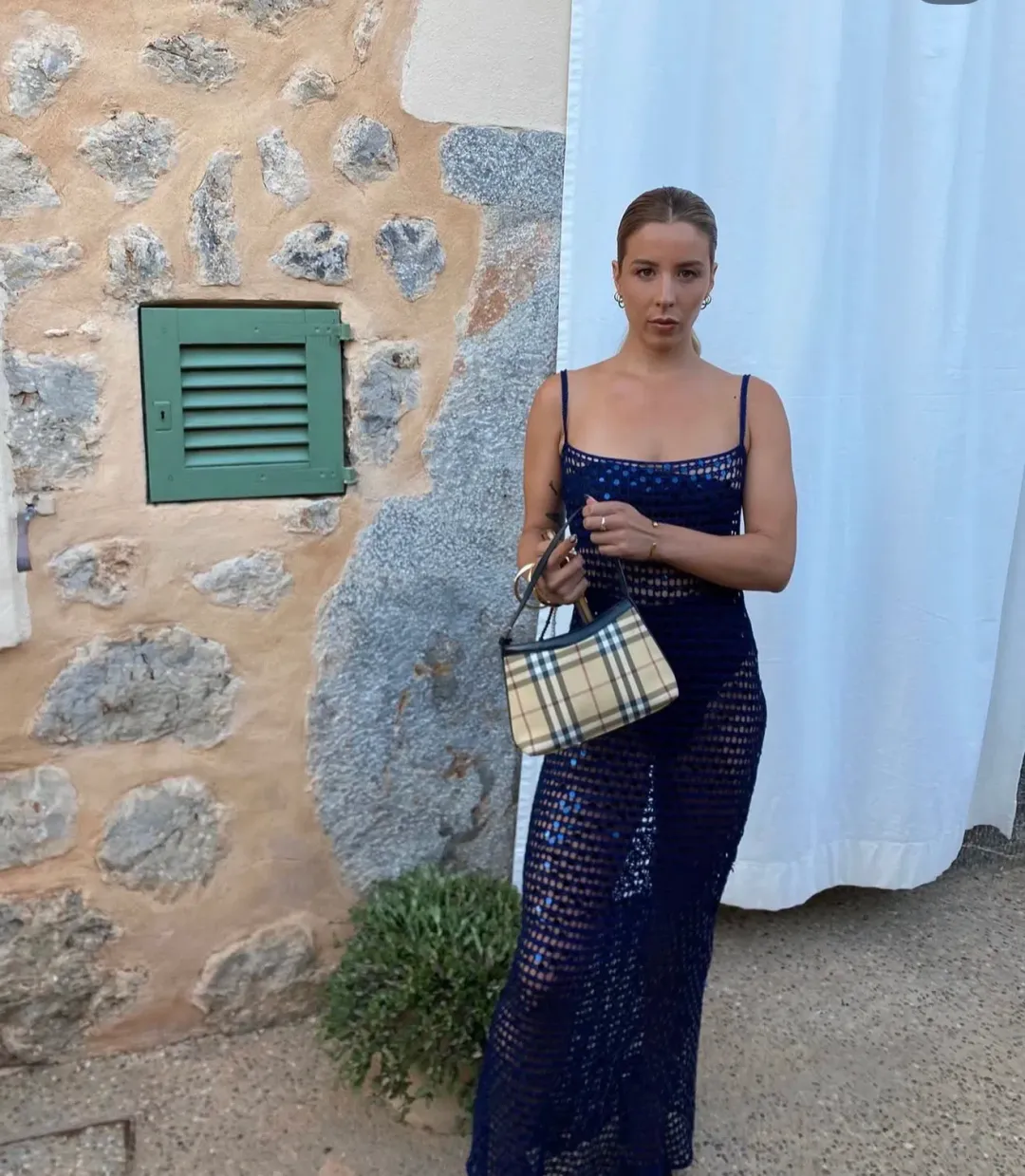 Rat & Boa Crochet Sequin Sheer Maxi Dress Midnight Blue  for rent on The Volte - main image