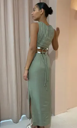 SIR the label green linen Mayra maxi dress size 0 for rent on The Volte - image 4