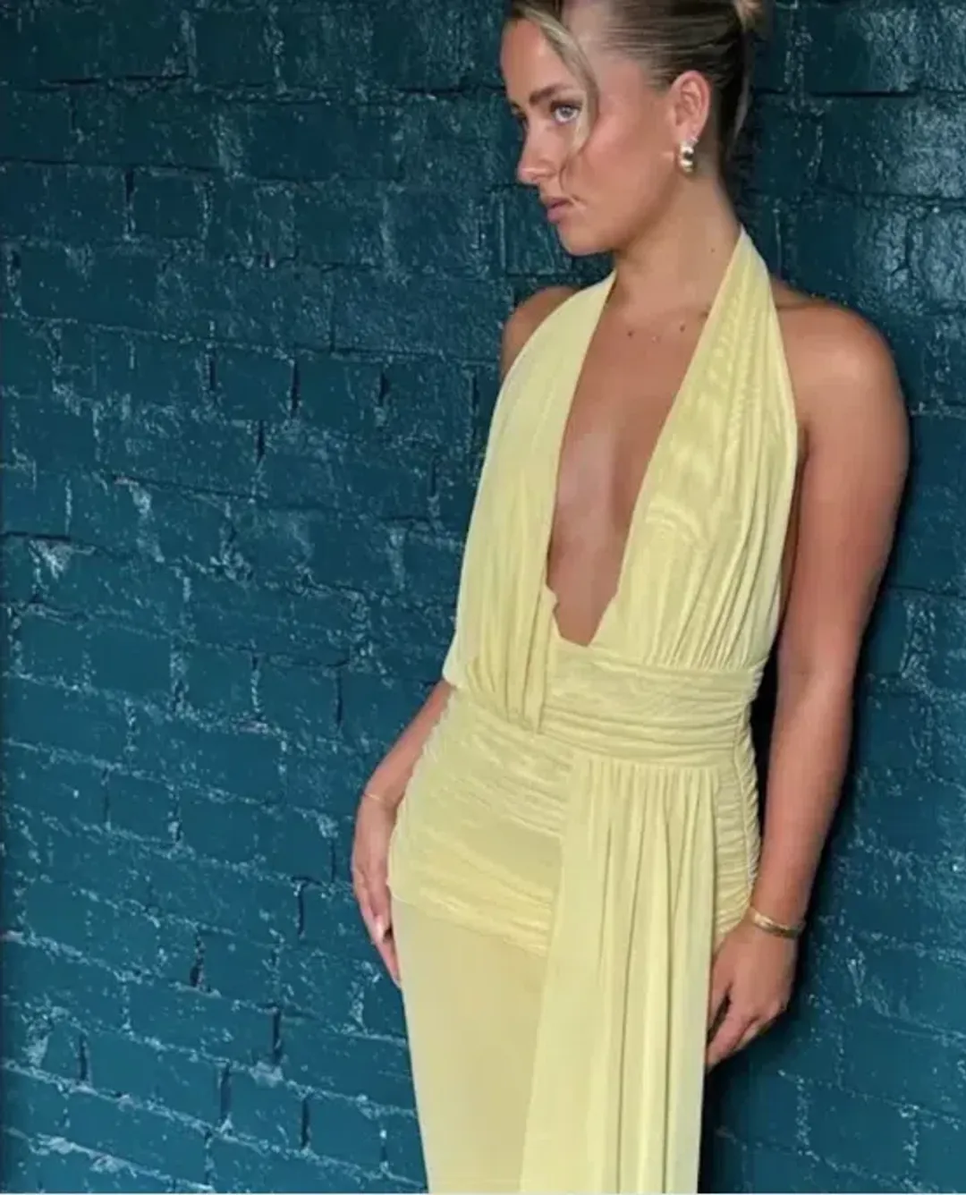 Bec + Bridge Cassis drape maxi Citron 6 for rent on The Volte - main image
