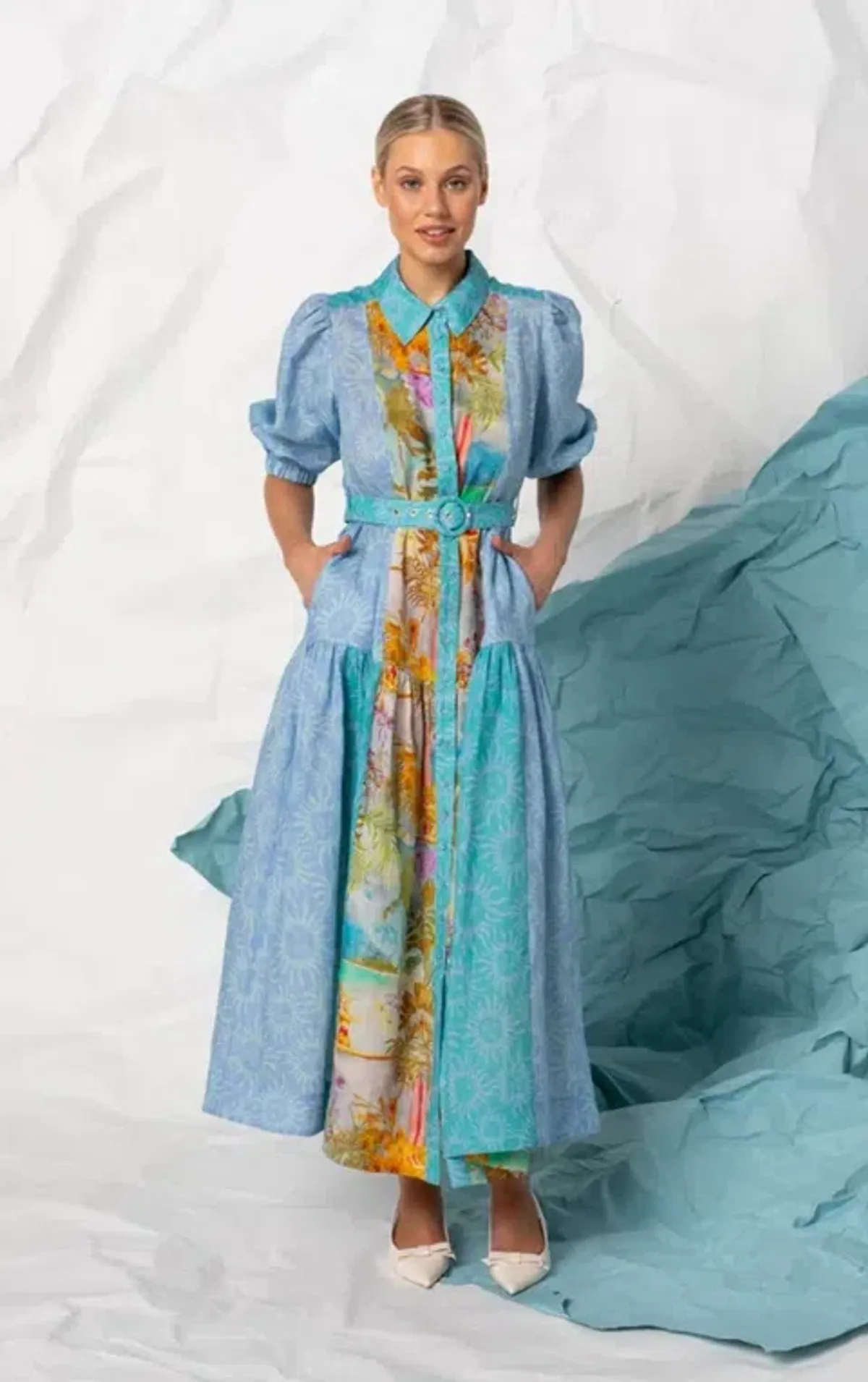 Kachel Hazel maxi multicolour dress size 8 for rent on The Volte - main image