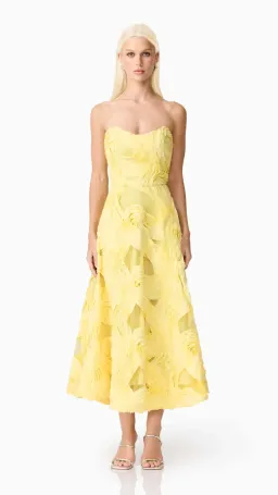 Elliatt Asher Sweetheart Midi Dress in Yellow Size L (12) for rent on The Volte - image 1
