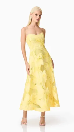 Elliatt Asher Sweetheart Midi Dress in Yellow Size L (12) for rent on The Volte - image 3