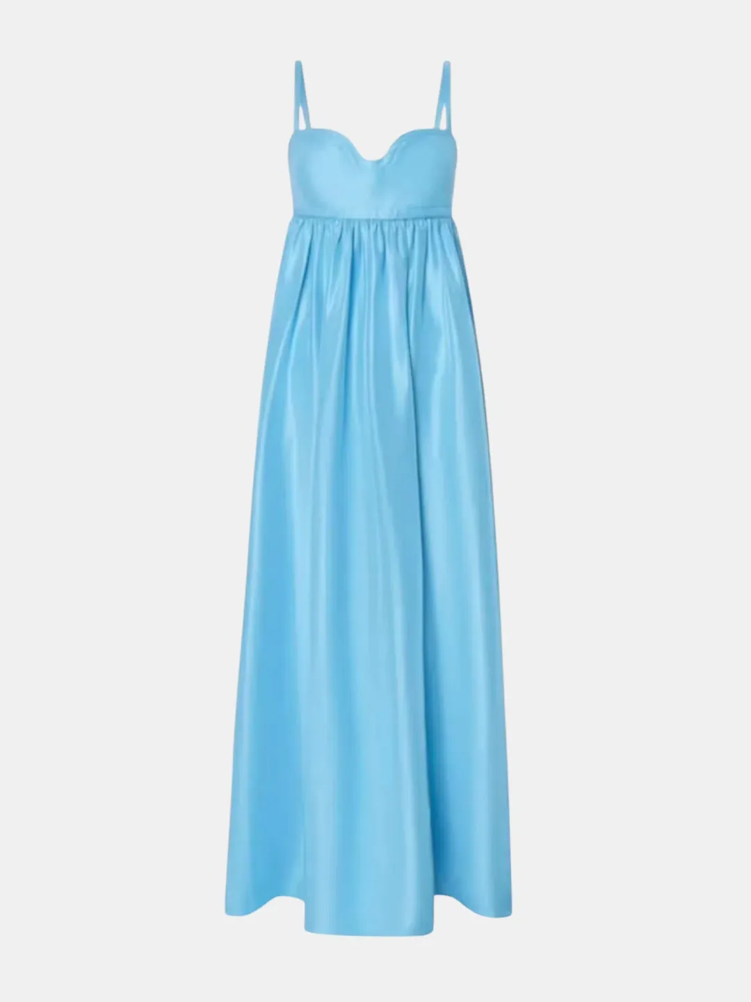 Oroton Bodice Detail Lake Blue Gown Size 14 Silk Strappy Maxi Dress for rent on The Volte - main image