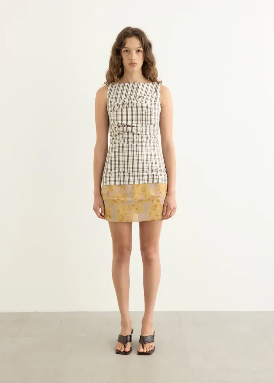 Wynn Hamlyn Emily Mini Dress - Multi Plaid/Floral - Size 8 for rent on The Volte - main image