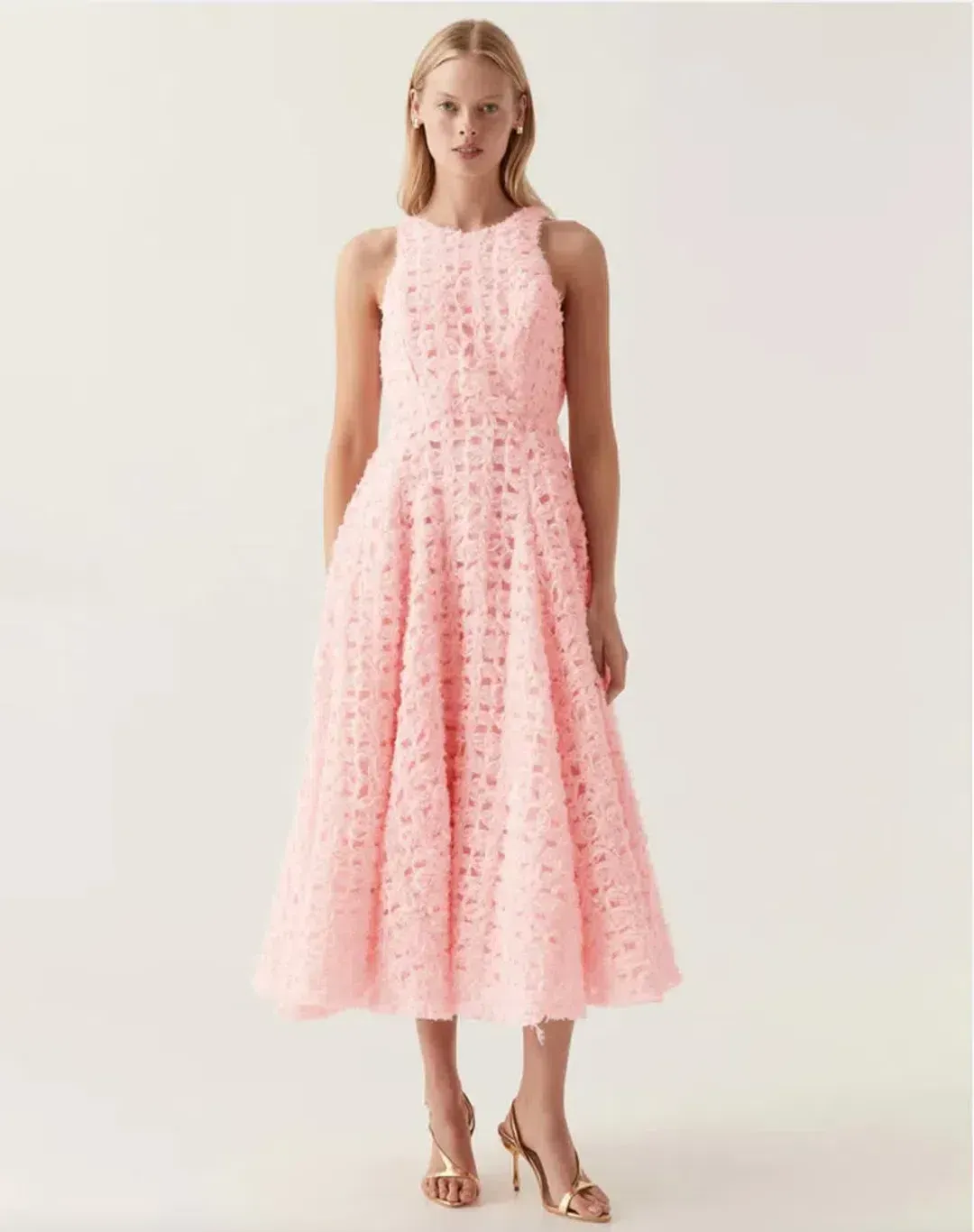 AJE Quintette backless midi dress pink Size 6 for rent on The Volte - main image