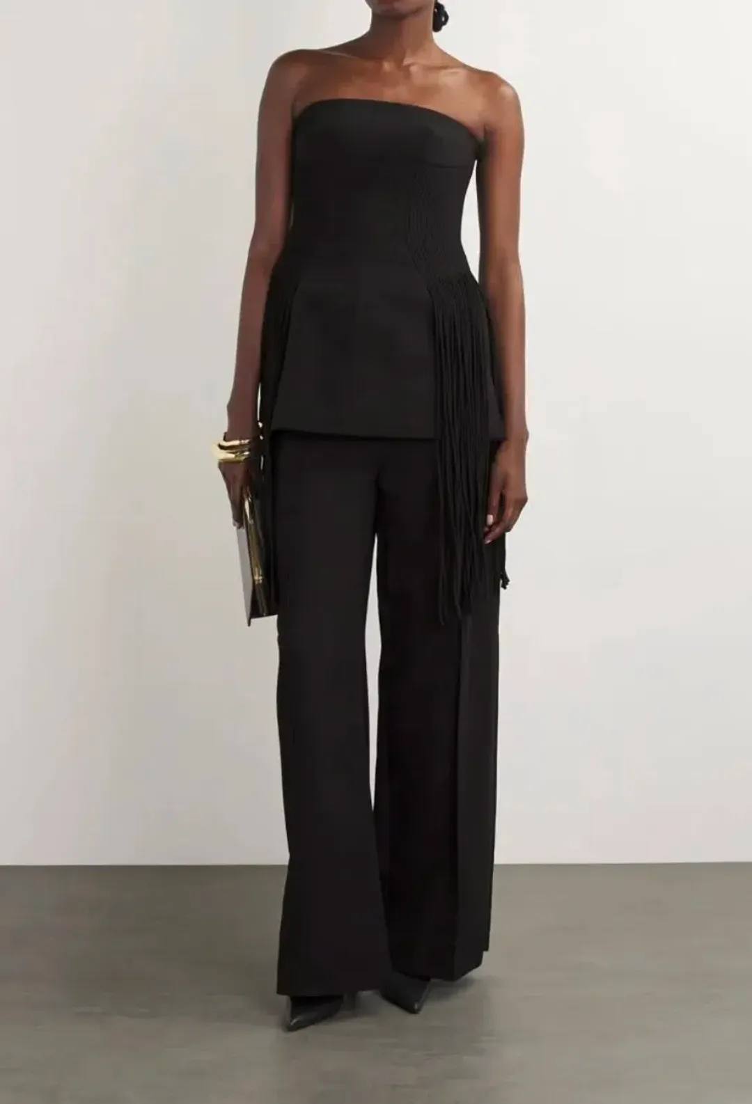 Camilla and Marc Fringe detail strapless top black size 6 for rent on The Volte - main image