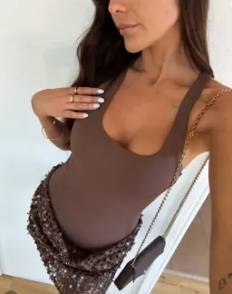 Benni Ariel Mini Sequin Dress Cocoa Brown 8 Small S for rent on The Volte - image 2