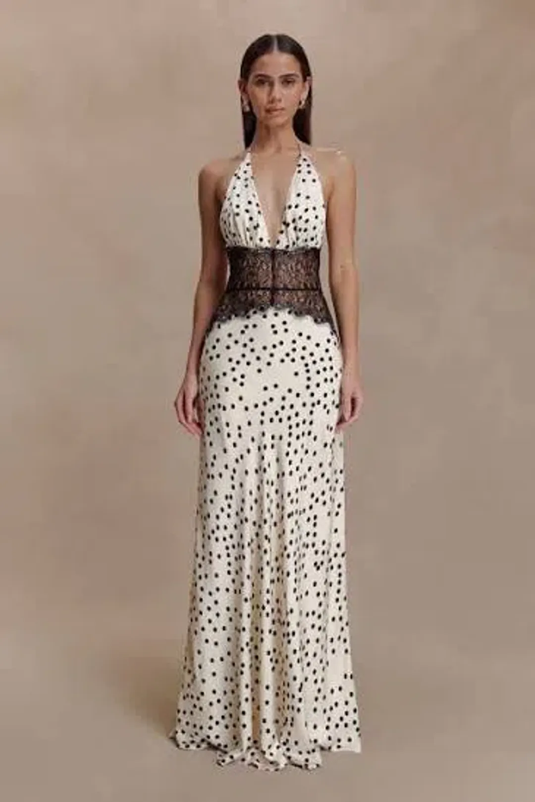 Meshki Dinah Maxi Dress Polka Dot Cream Black M Medium 10 for rent on The Volte - main image