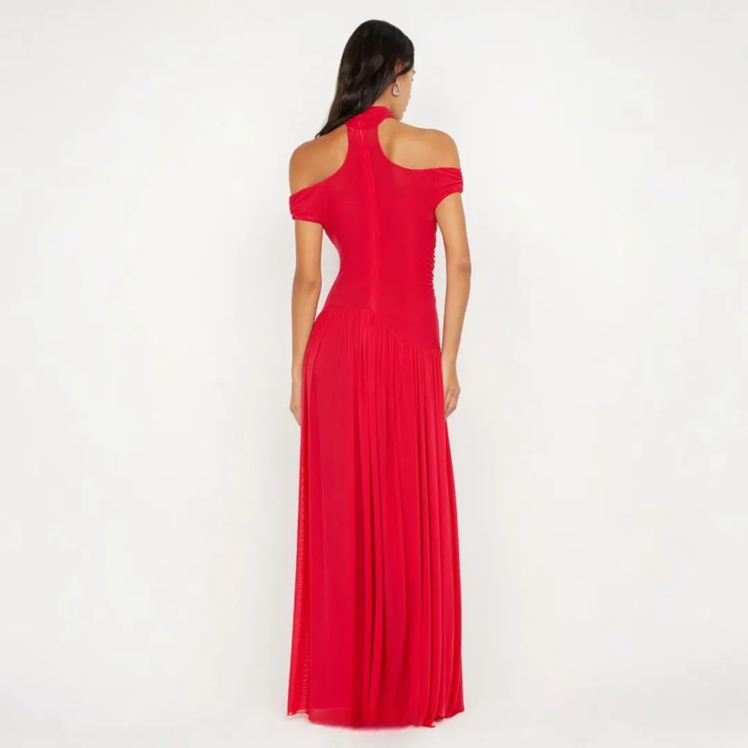 Bec & Bridge Deija Off Shoulder Red Maxi Dress Size 10 for rent on The Volte - main image