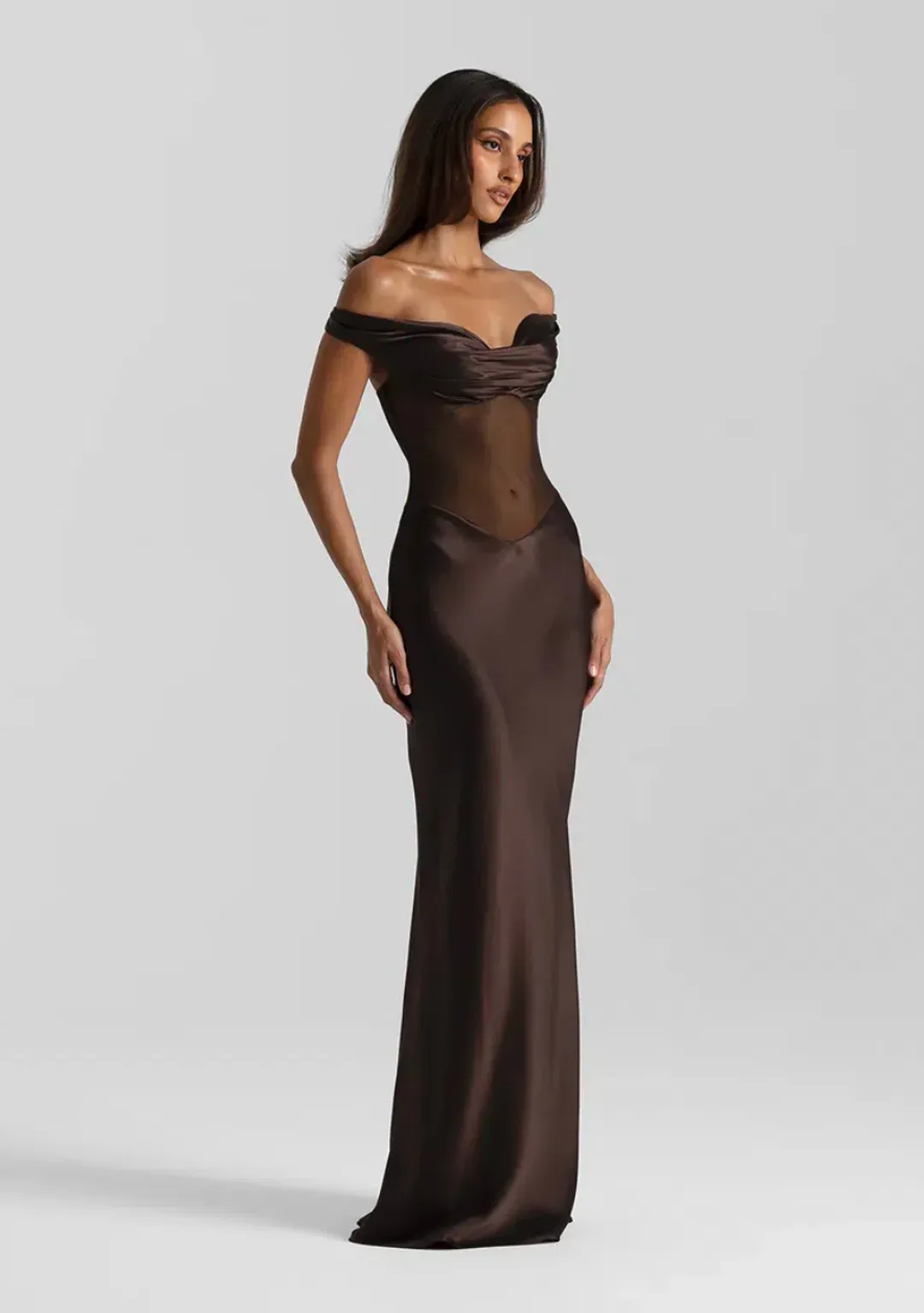 Natalie Rolt Gwenyth Gown - Espresso - Size XS for rent on The Volte - main image