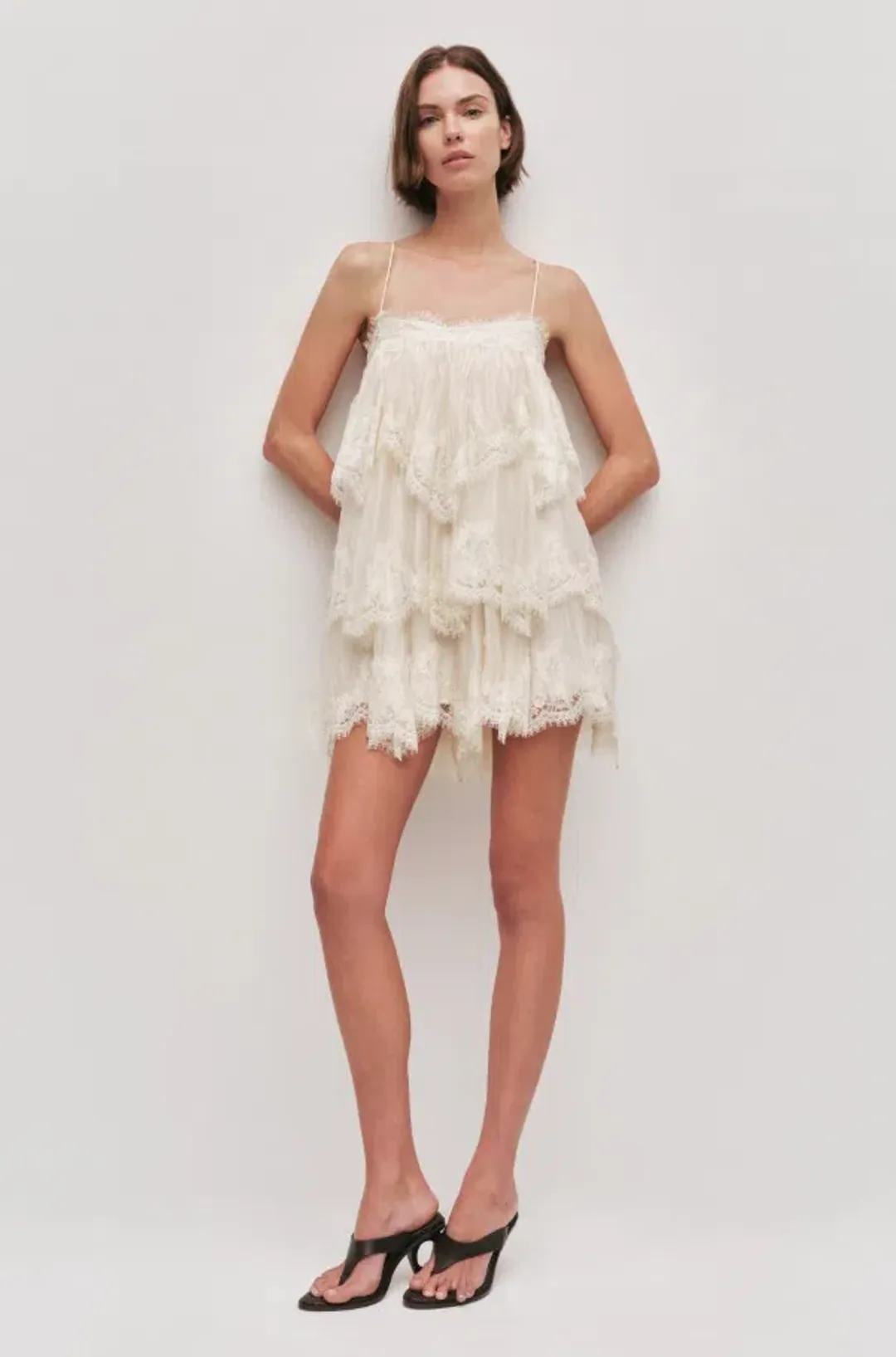 Aje Ophelia Lace Mini Dress Pastel Yellow Size 8 for rent on The Volte - main image