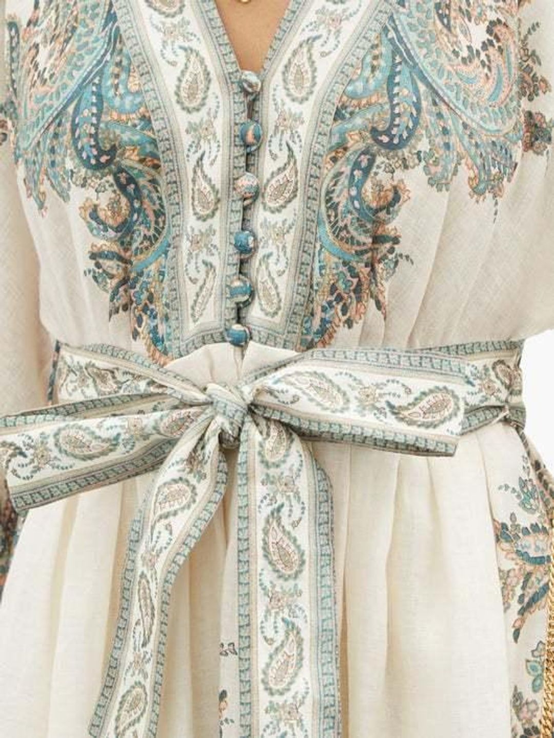 Brighton Paisley Mini Dress (cream/blue/blush, size 14) for rent on The Volte - main image