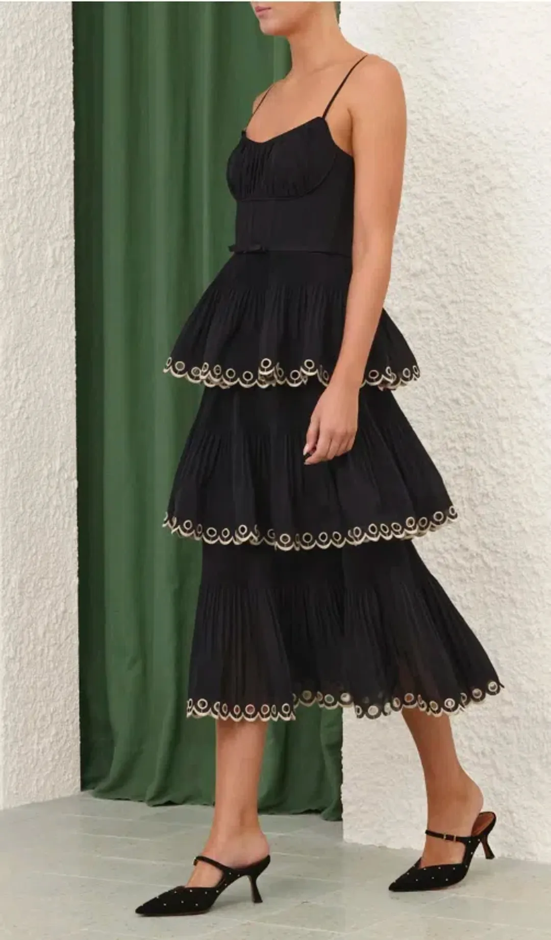 Zimmermann Embroidered Tiered Midi Dress for rent on The Volte - main image
