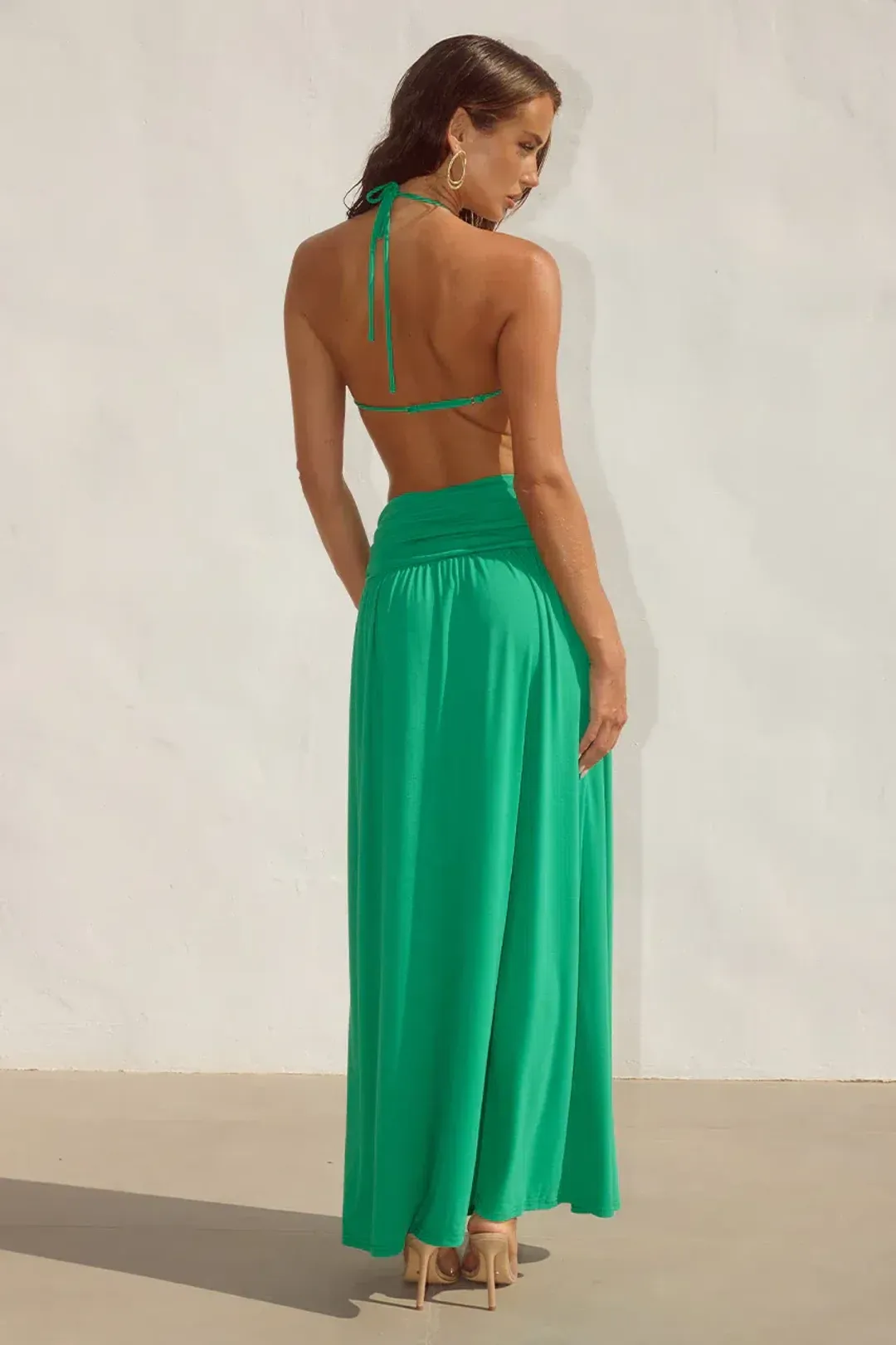 Genia Cross Front Maxi Dress-Emerald Green for rent on The Volte - main image
