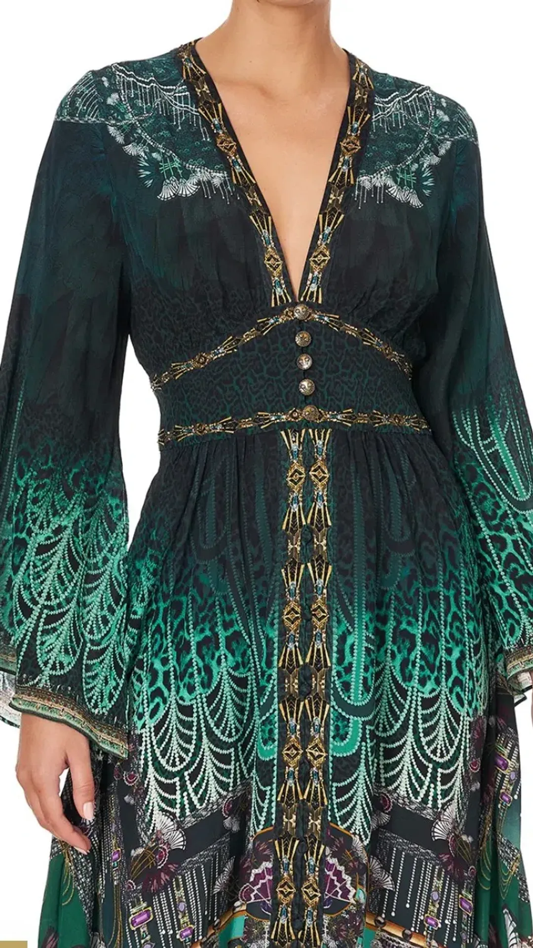 Camilla Fitzgeralds Flapper Kimono sleeve dress with shirring detail for rent on The Volte - main image