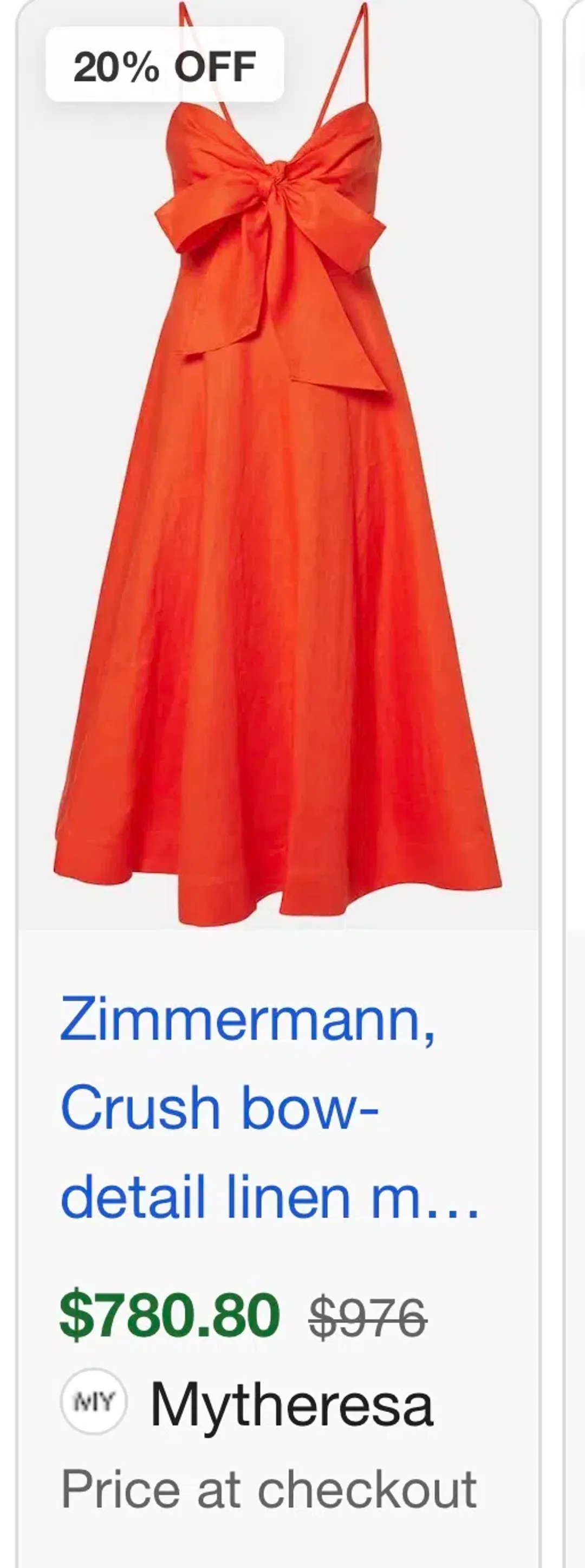 Zimmermann Crush Tie Front Midi Dress 0 for rent on The Volte - main image