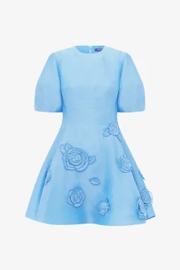 Leo Lin Simona mini dress blue 8 for rent on The Volte - image 3