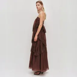 AJE Ophelia Lace Gown In Chocolate Size 10 for rent on The Volte - image 4