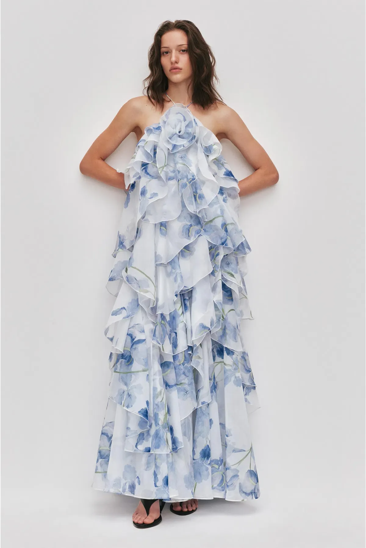 Aje Pandorea Layered Maxi Dress in Iris Blue and White Size S/AU 8 for rent on The Volte - main image