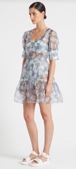 Sir The Label Anais Puff Sleeve Mini Dress Blue Size 0 | AU 6 for rent on The Volte - image 1