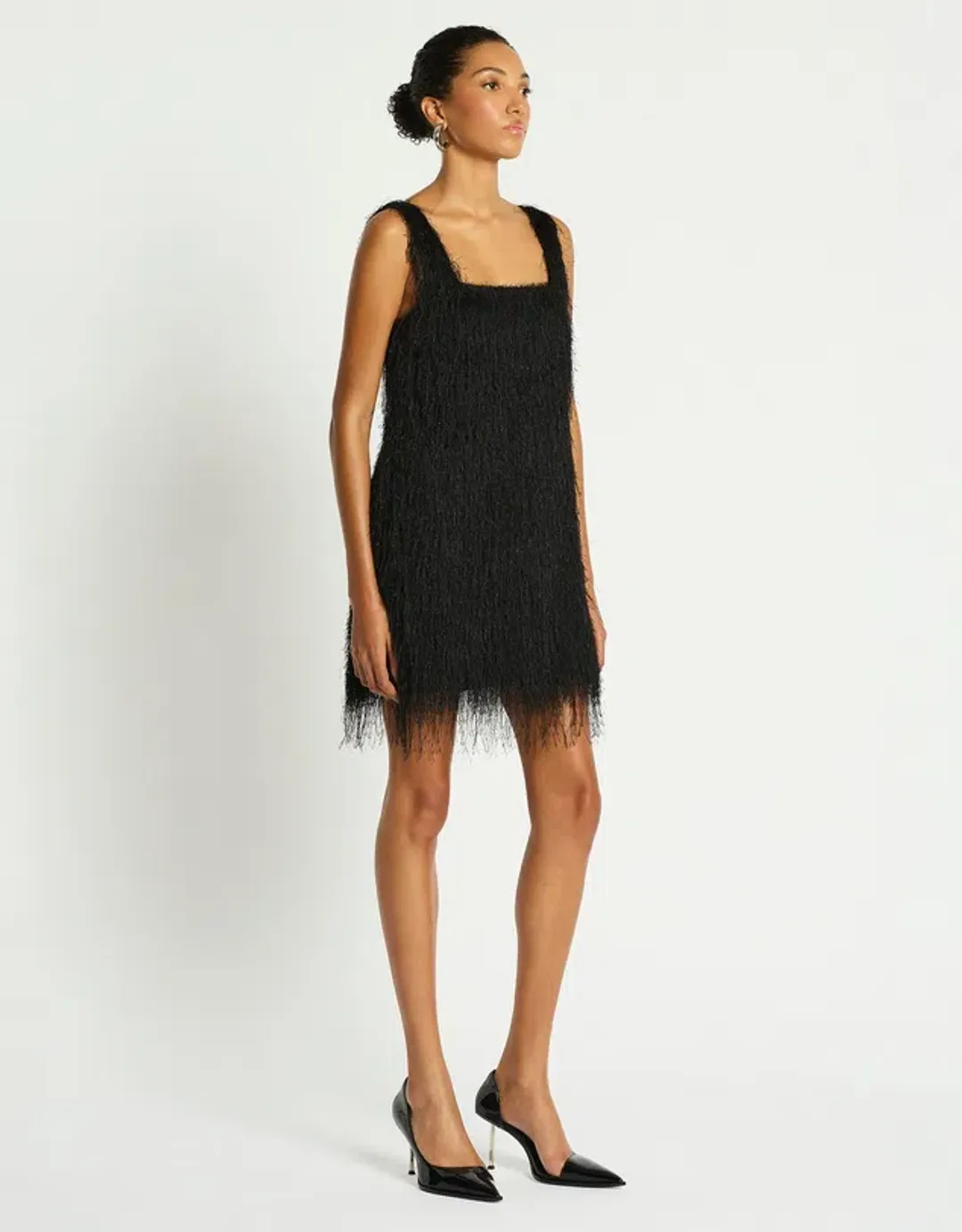 New SASS & BIDE “Dolce” Fringe Mini Dress – Black Size 6 AU for rent on The Volte - main image